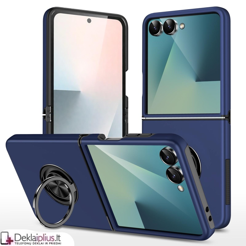 Plastikinis dėklas su žiedu - mėlynas (Samsung Galaxy Z Flip 7) Plastikinis dėklas su žiedu - mėlynas (Samsung Galaxy Z Flip 7)